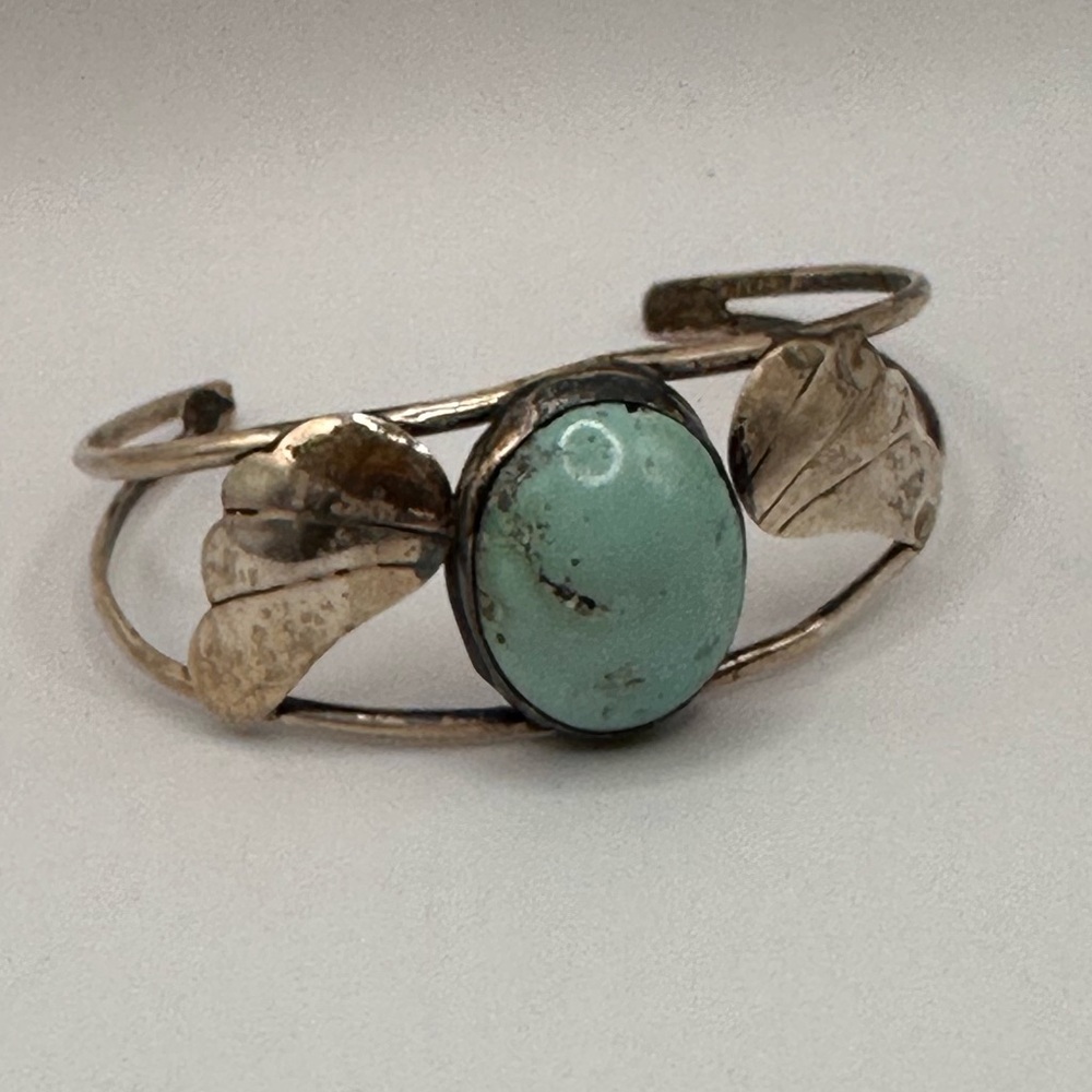 Antique Sterling Silver Navajo Turquoise Cuff Bracelet